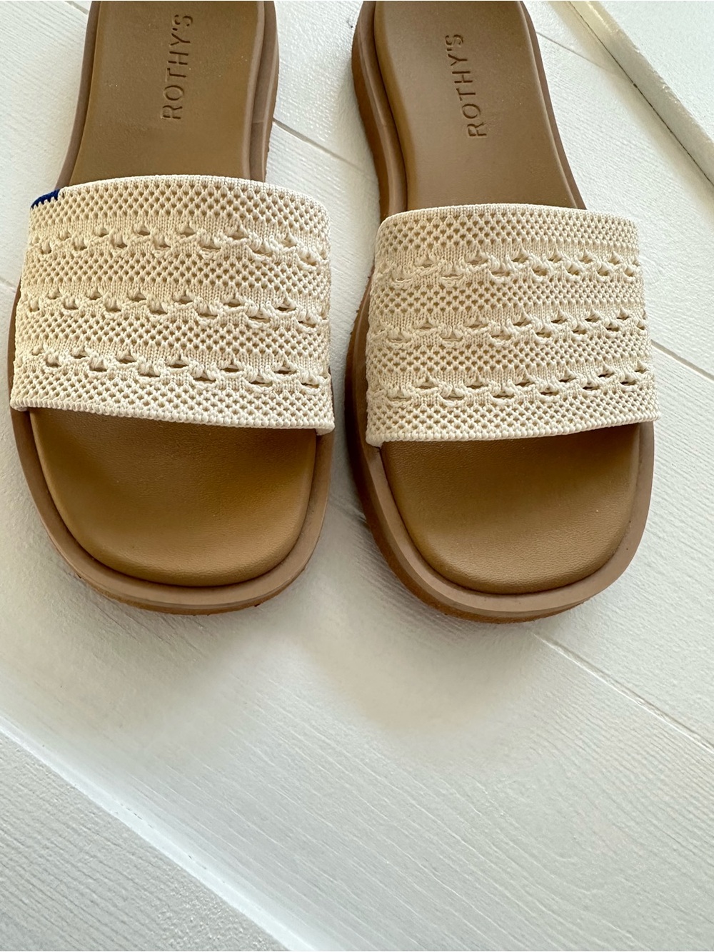 Rothy’s The Slide Sandal Sandy Crochet size 6.5 - Picture 4 of 8